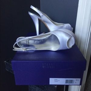 Stuart Weitzman White Satin Slingback shoes